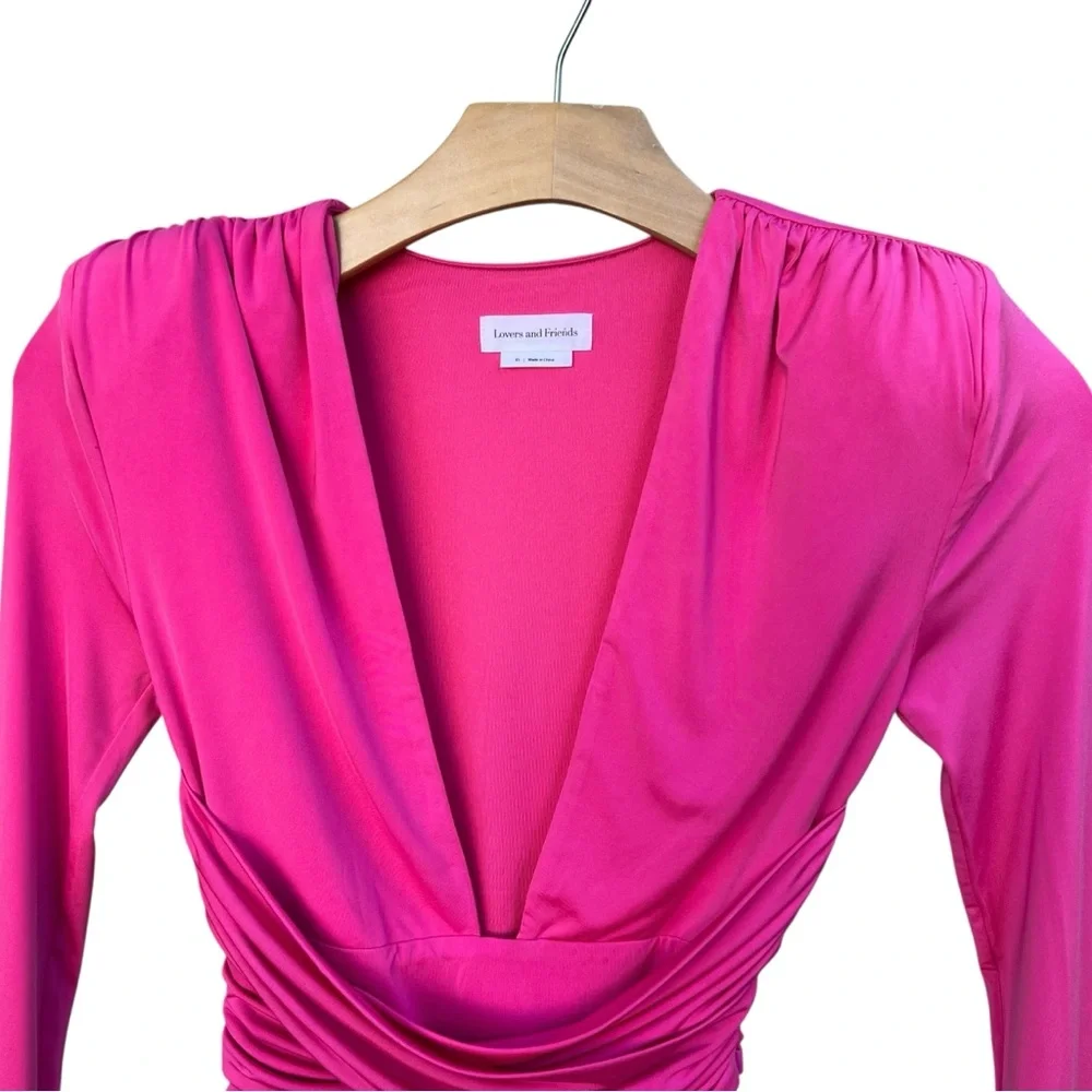 Lovers + Friends Anya Long Sleeve Pink Bodysuit Women’s X-Small